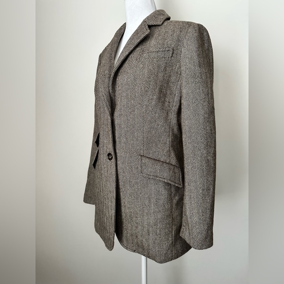 TALBOTS Oversized Wool Blend Herringbone Blazer Jacket Women’s Size 10 - Picture 4 of 11